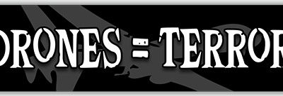 Drones = Terror small bumper sticker — Root Concepts design 539
