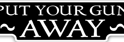 Put Your Gun Away small bumper sticker — Root Concepts design 543