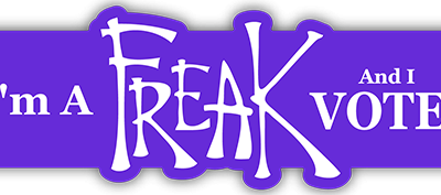I'm A Freak And I Vote small bumper sticker — Root Concepts design 548