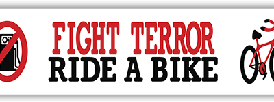 Fight Terror Ride a Bike small bumper sticker — Root Concepts design 221