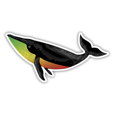 Rasta Whale - Small Bumper Sticker | 561